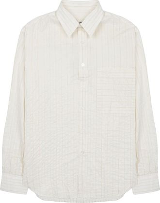 Costumein Beige Lightweight Shirt with Subtle Vertical Stripes
