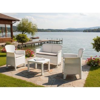 Dmora Set Salotto da Esterno - 4 Posti un Tavolino, Bianco, -, Oruro