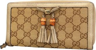 Gucci Beige Brown Canvas Long Wallet (Bi-Fold) (Pre-Owned)