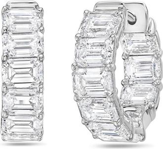 Diana M. Jewels 14kt 3cts Lab Grown Emerald Diamond Huggie Hoops, DEF color, VVS-VS clarity, excellent cut Round huggie.75