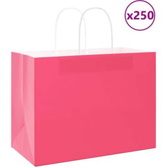 vidaXL Bolsas De Papel Con Asas 250 Uds Rosa 32x17x25 Cm Vidaxl
