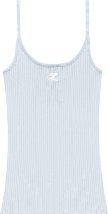 Courr&egrave;ges Ribbed Knit Tank Top With Spaghetti Straps