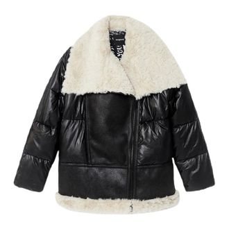 Desigual Winter Jackets, female, Black, Size: XL Beauvoir Oversize Padded Biker Jacket