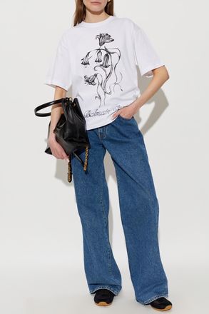 Balmain T-shirt With Print, Womens, White