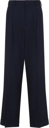 Casablanca Blauwe Wollen Broek Stijlvol - Heren - Wijde Broeken - Blauw - M - Wol - Broeken