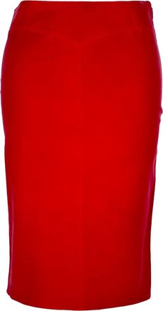 Joseph Midi Skirt in Red Leather