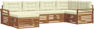 vidaXL Conjunto De Sof&aacute;s De Exterior 6 Uds. Natural Y Crema Vidaxl