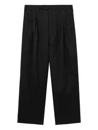 Comme Des Garçons pleated pinstripe trousers - men - Wool/Polyester - L - Black