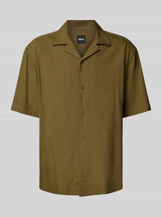 HUGO BOSS Loose Fit Freizeithemd aus Leinen-Viskose-Mix Modell LARS in Oliv, Gr&ouml;&szlig;e L
