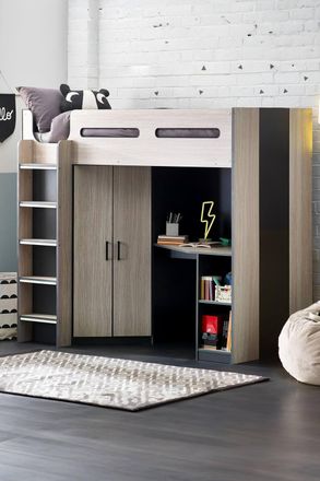 Julian Bowen Hercules Highsleeper Loft Bed with Desk in Natural | Size: Single