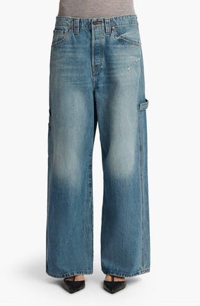 Khaite Sowen Distressed Wide Leg Carpenter Jeans in Heath at Nordstrom, Size 29