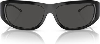 Diesel 61mm Oval Sunglasses in Shiny Black/dark Grey at Nordstrom