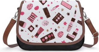 Generic Makeup Pattern Womens Crossbody Bag Fashion Shoulder Handbags Message Tote Bag with Adjustable Strap