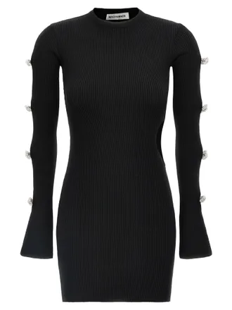 Mach & Mach Womens Cut-Out Crystal Bow Dress