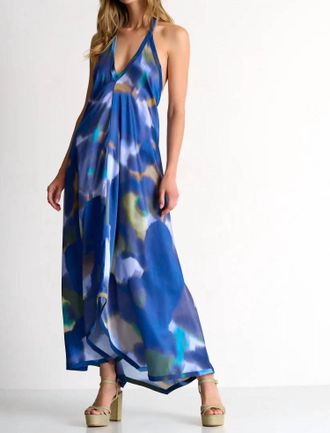 Shan Sunny Silk Halter Maxi Dress In Print