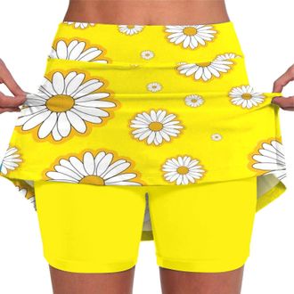 Generic Shffuw Womens Tennis Skirts with Shorts 2 in 1 Running Workout Golf Shorts with Pocket Plus Size High Waisted Tummy Contro Quick Dry Skirt Yoga Cyclin