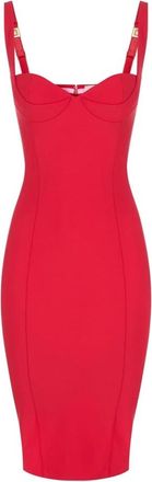 Elisabetta Franchi Jurk van technische stof - Dames - Casual kleedjes - Rood - M - Satijn - Kleedjes