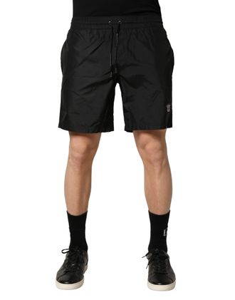 Dolce & Gabbana Zwarte Polyester Trekkoord Heren Shorts Zwemkleding