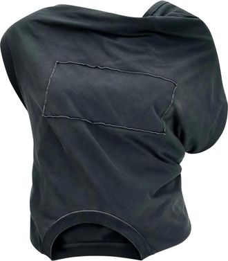 Maison Margiela Top in Jersey con Drappeggio Asimmetrico - - Blouses & Shirts - Donna - Nero - L