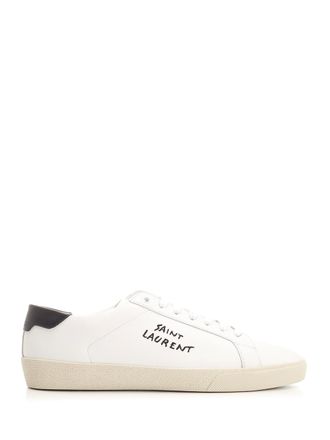 Saint Laurent Court Sl/06 Optic White In Leather Sneakers Bianco-Uomo