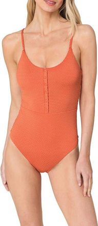 Andie Swim Snap Long Torso One-Piece Swimsuit in Marmalade at Nordstrom, Size X-Large