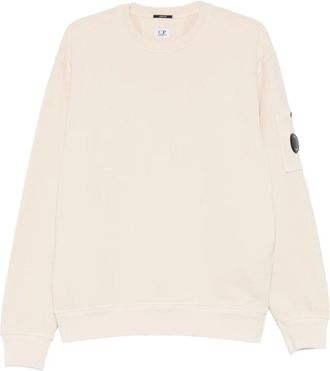 C.P. Company C.p. Company, Hoodies & sweatvesten, Heren, Wit, XL, Katoen, Crewneck Sweatshirt in Diagonal Cotton Fleece with Lens Pocket