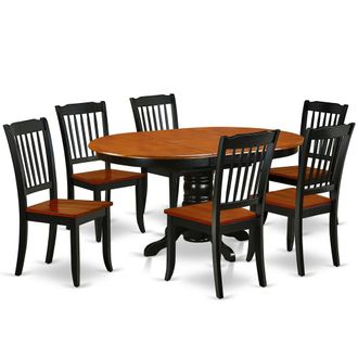 East West Furniture Dining Room Set Black & Cherry, KEDA7-BCH-W