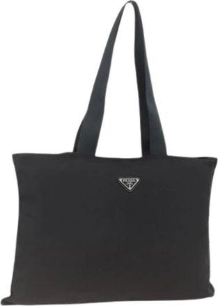 Prada Pre-owned Tote Bags, female, Black, Size: ONE SIZE Pre-owned Vintage Nylon Tote Bag