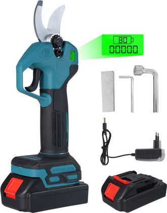 OEM Podadora El&eacute;ctrica Sin Escobillas Con 2 Bater&iacute;as De 21 V Y 1300 Mah, Port&aacute;til, Con Pantalla Lcd, Di&aacute;metro De Corte De 30 Mm, Ideal Para Jardines, Parq