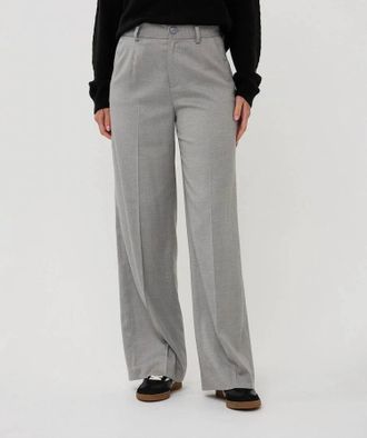 Esqualo Tiril Trousers Wide Leg Lurex Pants In Light Grey Melange