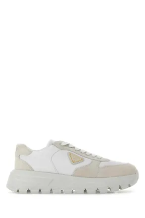 Prada White Suede And Re Nylon Sneakers
