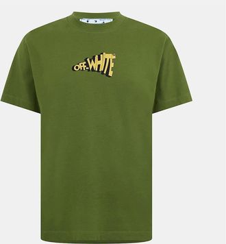 Off-white Mens Slim Fit Short Sleeve Crew Neck T-Shirt - Green - Size: 34