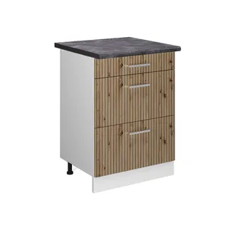 Vicco Mueble Bajo De Cocina R-line, Roble Artesanal, 60 Cm Con Cajones, Et Antracita