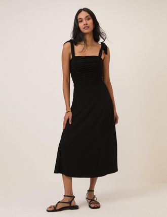 Nobody's Child Black Tie Shoulder Hattie Midi Dress