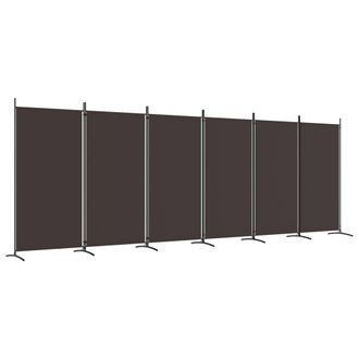 vidaXL Biombo Divisor De 6 Paneles De Tela Marr&oacute;n 520x180 Cm Vidaxl