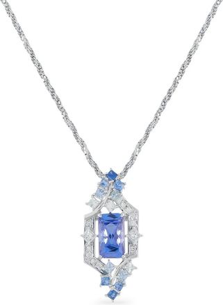 Luxury Bazaar Collana con pendente in platino con diamanti e tanzanite - Argento