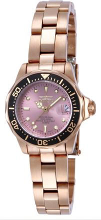 Invicta Pro Diver 14100 Dames Horloge - Quartz Uurwerk - Roestvrij Staal met roze Wijzerplaat - 24mm