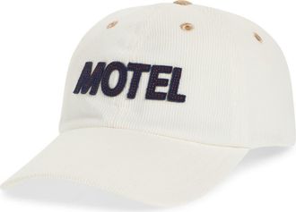 Drake's Motel Felt Appliqu&eacute; Corduroy Adjustable Baseball Cap in White at Nordstrom