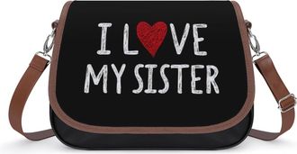 Generic I Love My Sister1 Womens Crossbody Bag Fashion Shoulder Handbags Message Tote Bag with Adjustable Strap