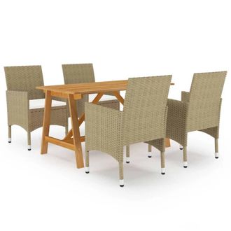 vidaXL Juego De Comedor Para Jard&iacute;n De 5 Piezas Beige Vidaxl