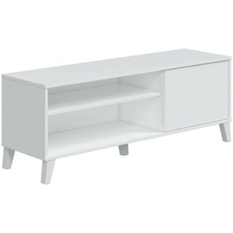 Dmora Dmora - Mueble De Televisi&oacute;n Viring, Aparador De Sal&oacute;n, Mueble Bajo Para Tv, Base De Pared Equipada, 135x40 H50 Cm, Blanco
