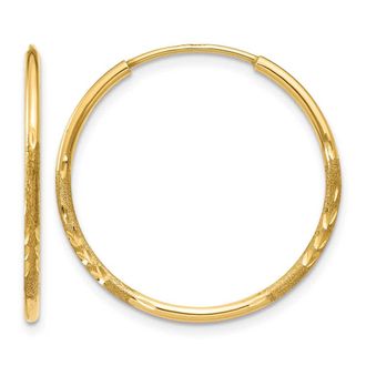 Diamond2Deal 14k Yellow Gold 1.20mm Diamond-cut Hoop Earrings 20 mm