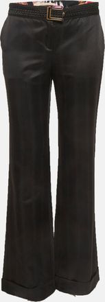 Roberto Cavalli Black Satin Straight Fit Trousers