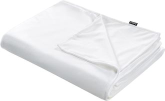 Beliani Funda De Manta Pesada Moderna Tejido Liso Poli&eacute;ster Textil Dormitorio 100 X 150 Cm Blanca Rhea