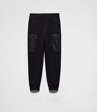 Prada Cotton fleece joggers with Re-Nylon details