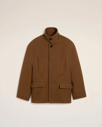 Ami Brown Wool Oversized High Collar Pea Coat Brown - 44 - for Men