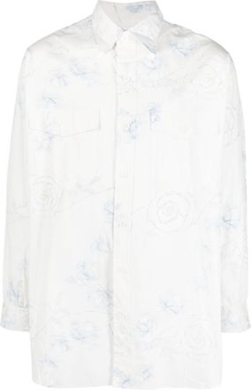 Yohji Yamamoto floral-print cotton shirt - men - Cotton - 4 - White