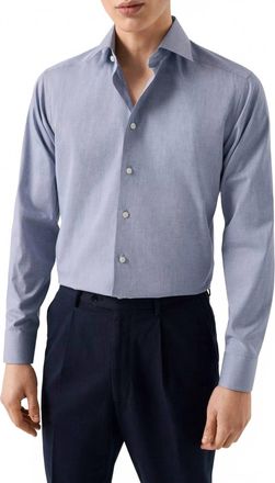Eton Mens Solid 4-Flex Dress Shirt In Mid-Blue