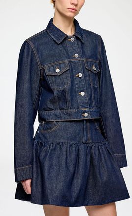 Ganni Navy Jacket in Rinse Denim - Size 34 Organic Cotton