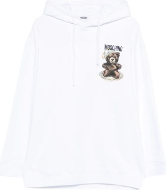 Moschino Felpa a maniche lunghe con cappuccio e stampa grafica - Bianco